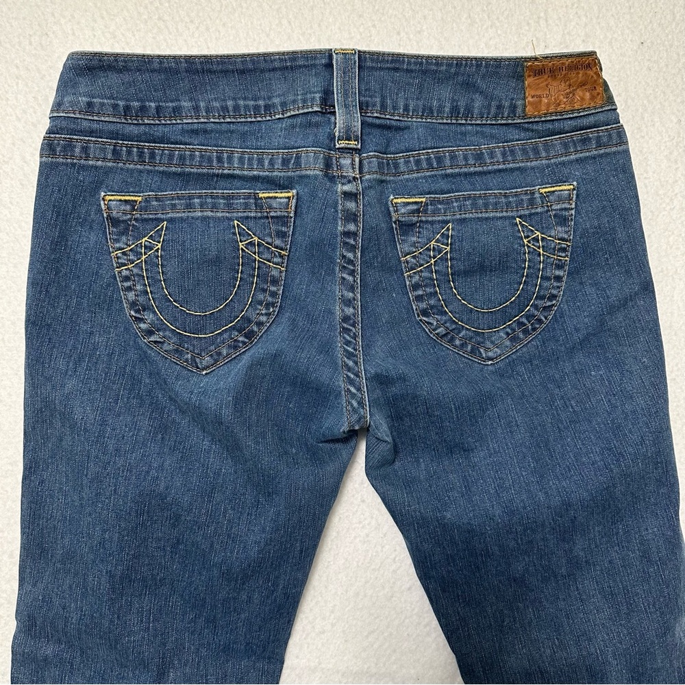 VTG True Religion Tall 90s Y2K Low Rise Straight Leg Yellow Button Women’s Jeans